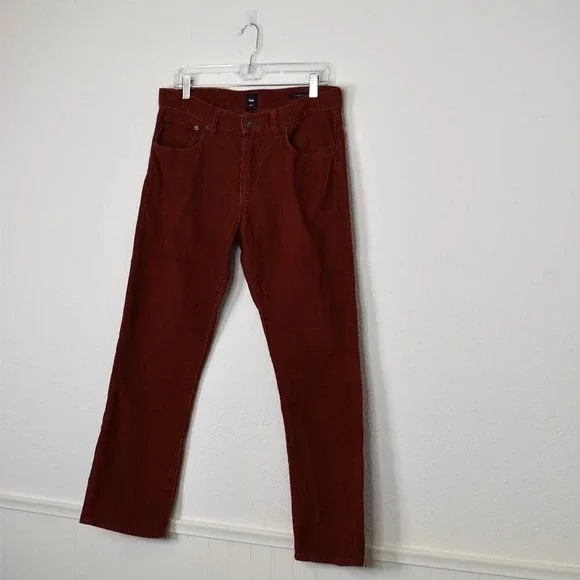 GAP Factory Mens Corduroy Pants Sz 32/30 Straight Fit 100% Cotton 5 Pocket Rust - Picture 3 of 16